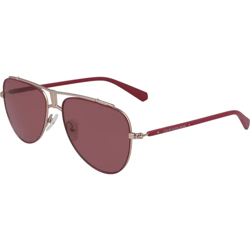 Burgundy Matte Sunglasses Ckj19302S-645 , unisex, Sizes: 56 MM - Calvin Klein - Modalova