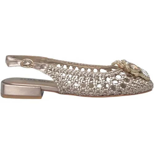Flacher Schuh aus Raffia mit Edelsteinverzierung , Damen, Größe: 36 EU - Alma en Pena - Modalova