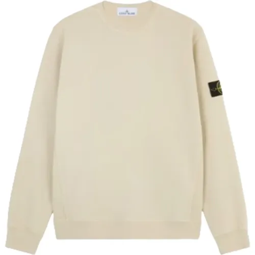 Ribbed Crewneck Brushed Cotton Fleece Sweater , male, Sizes: L, S - Stone Island - Modalova