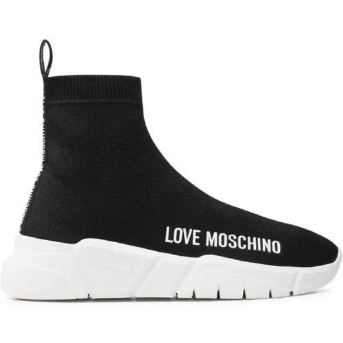 Schwarze Slip-On Sneakers für Frauen , Damen, Größe: 37 EU - Love Moschino - Modalova