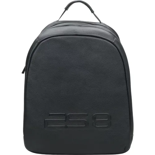 Herren Schwarzer Urban Rucksack aus echtem Leder ES8 Er00114199 - Estro - Modalova