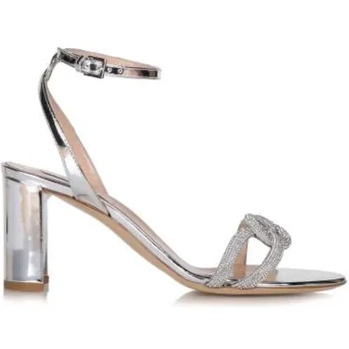 Silver High Heel Sandals with Swarovski , female, Sizes: 3 UK - Ninalilou - Modalova