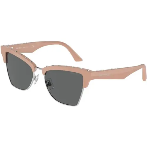 Rosa Rahmen Graue Dunkle Gläser Sonnenbrille , Damen, Größe: 54 MM - Jimmy Choo - Modalova