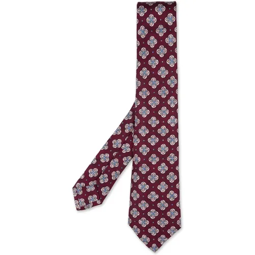 Geometric Silk Tie in Burgundy , male, Sizes: ONE SIZE - Kiton - Modalova