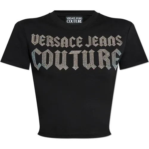 T-Shirt mit Logo , Damen, Größe: M - Versace Jeans Couture - Modalova