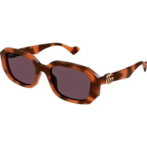 Stylische Sonnenbrille in Havana/Braun , Damen, Größe: 54 MM - Gucci - Modalova