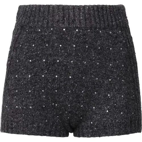 Sequin High Waist Shorts Grey , female, Sizes: S, M, XS - pinko - Modalova