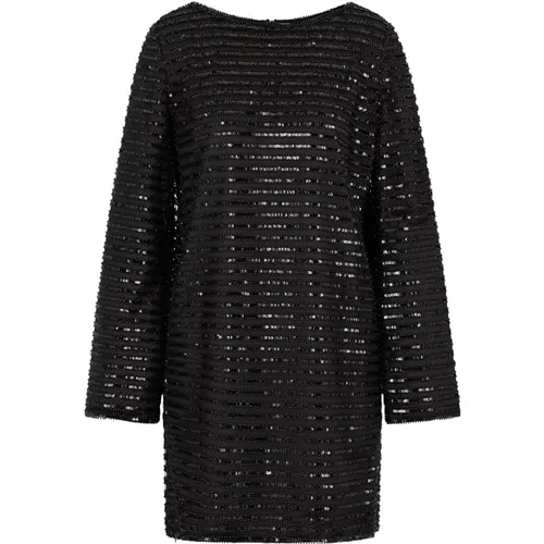 Striped Sequin Boat Neck Dress , female, Sizes: M, XL, S, L - Emporio Armani - Modalova