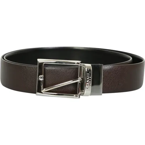 Engraved Leather Belt Brown/ , male, Sizes: 120 CM, 95 CM, 100 CM, 105 CM - Canali - Modalova