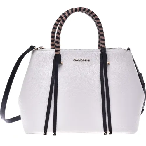 Handbag in black, white and nude calfskin , Damen, Größe: ONE Size - Baldinini - Modalova