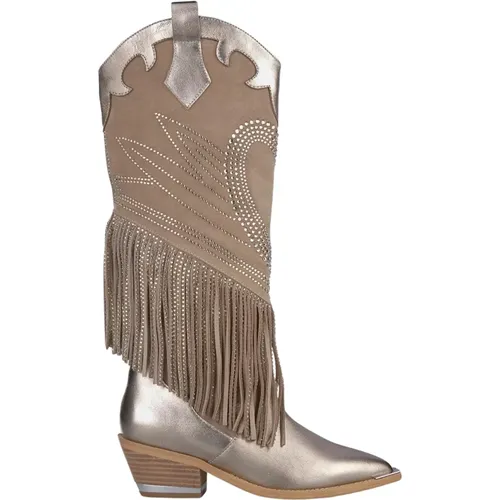 Glitzernder Fringed Cowboy Boot , Damen, Größe: 39 EU - Alma en Pena - Modalova