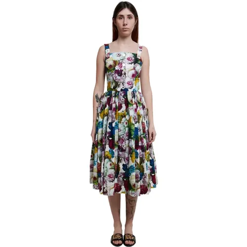 Night Flower Print Bustier Dress , female, Sizes: XS - Dolce & Gabbana - Modalova