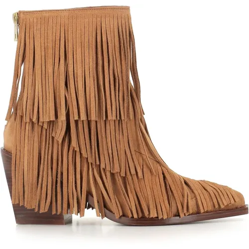 Camel Suede Fringe Boots , female, Sizes: 5 UK - Zadig & Voltaire - Modalova