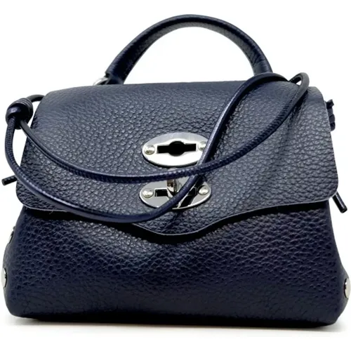 Navy Leather Shoulder Bag Postina Style , female, Sizes: ONE SIZE - Zanellato - Modalova