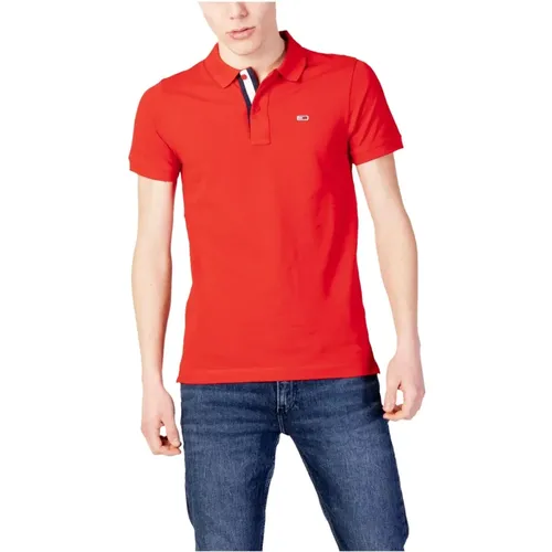 Rotes Polo-Shirt , Herren, Größe: S - Tommy Jeans - Modalova