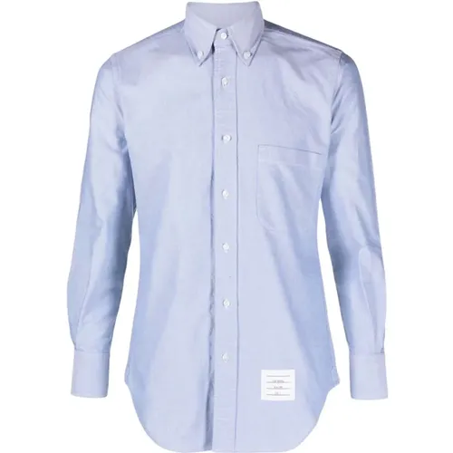 Blouses Shirts,Blaues Baumwollhemd Gestreifter Grosgrain,Klares Blaues Button-Down Hemd - Thom Browne - Modalova