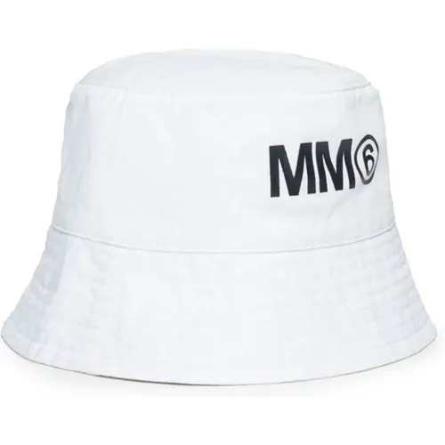 Weißer Bucket Hat mit Logo-Druck , Herren, Größe: M - MM6 Maison Margiela - Modalova