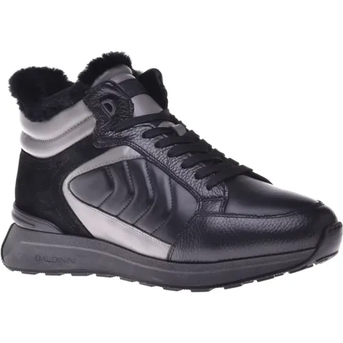 Trainers in leather and tumbled leather , male, Sizes: 6 UK, 8 1/2 UK, 11 UK, 7 1/2 UK, 5 UK, 9 1/2 UK, 12 UK, 7 UK, 10 UK - Baldinini - Modalova