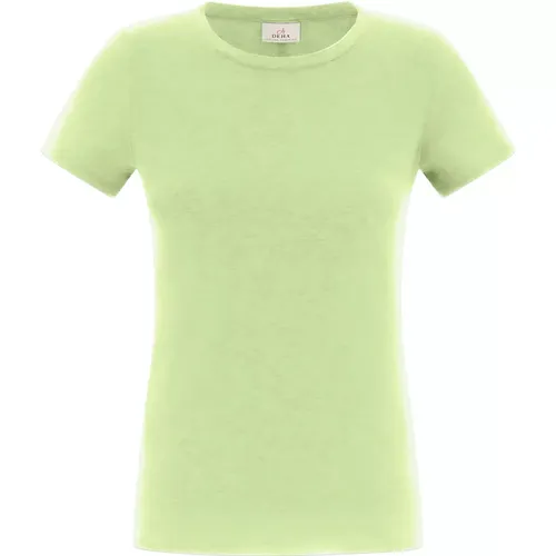 Stretch T-Shirt Apfelgrün Rundhals , Damen, Größe: S - Deha - Modalova