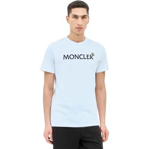 Baumwoll-Jersey Logo Patch T-Shirt , Herren, Größe: M - Moncler - Modalova