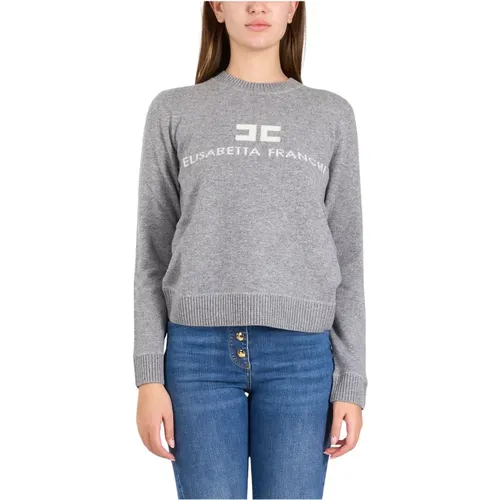 Kaschmir Logo Pullover Regular Fit , Damen, Größe: L - Elisabetta Franchi - Modalova