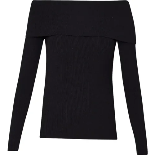 Schwarzes Rippenstrick Off-Shoulder Top - Liu Jo - Modalova