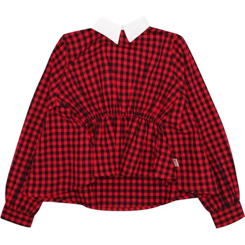 Kinder Rotes und Schwarzes Baumwollhemd mit Weißem Kragen - N21 - Modalova