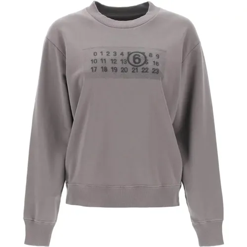 Sweatshirt mit numerischem Logo-Print , Damen, Größe: M - MM6 Maison Margiela - Modalova