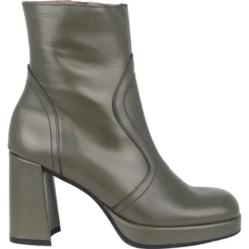 Grüner Lederstiefelette - Lipa , Damen, Größe: 41 EU - Wonders - Modalova