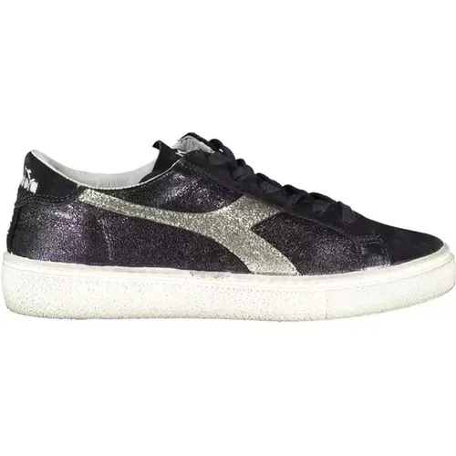 Elegante Schwarze Schnürsneaker mit Kontrastierenden Details , Damen, Größe: 36 1/2 EU - Diadora - Modalova