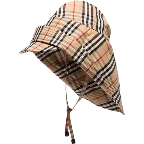 Check Rain Hat 100% Cotton Italy , unisex, Sizes: M/L - Burberry - Modalova