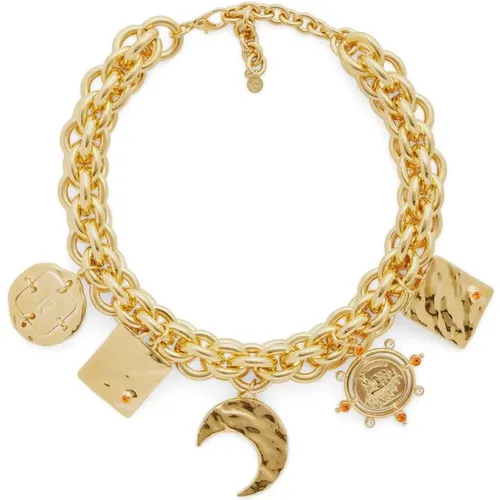 Golden Chain Necklace with Summer Medals , female, Sizes: ONE SIZE - Paco Rabanne - Modalova