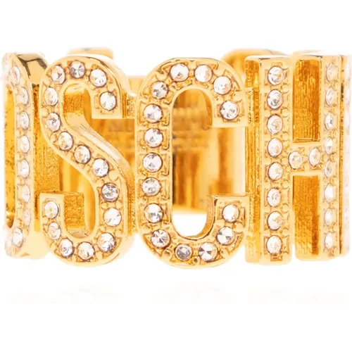 Ring with logo , female, Sizes: S, L - Moschino - Modalova