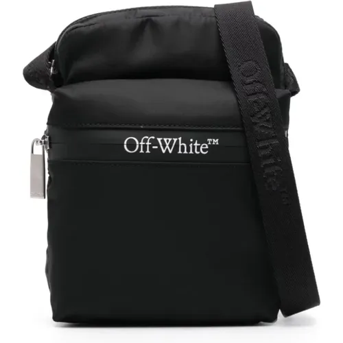 Schwarze Schultertasche für Männer , Herren, Größe: ONE Size - Off White - Modalova