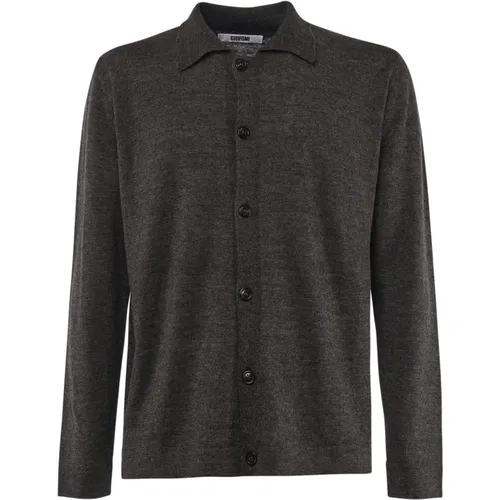 Schwarzer Wollmischung Cardigan Knopf Pullover , Herren, Größe: L - Mauro Grifoni - Modalova