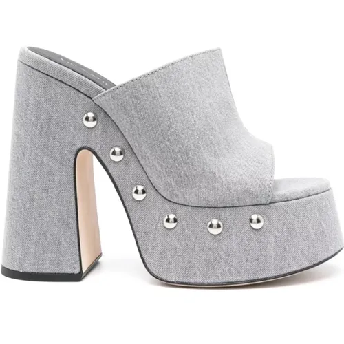 Denim Peep Toe Sandals with Stud Detailing , female, Sizes: 6 1/2 UK, 4 1/2 UK, 6 UK - Vic Matié - Modalova