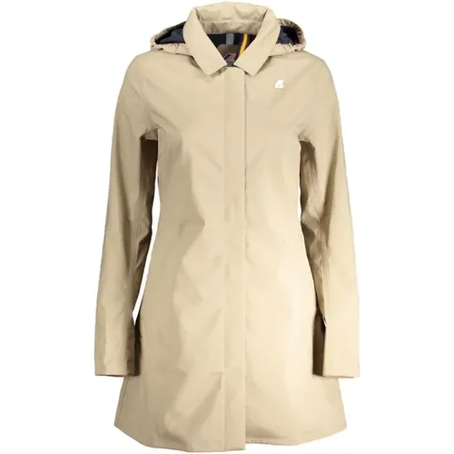 Beiger Trenchcoat mit Kapuze und Reißverschluss , Damen, Größe: XS - K-way - Modalova