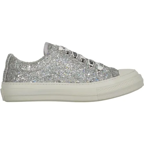 Glitter Low-Top Sneakers mit Logo-Print - Love Moschino - Modalova