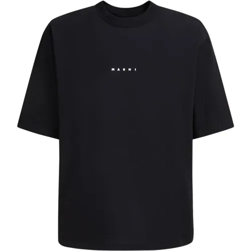 Baumwoll-T-Shirt mit Mini-Logo , Herren, Größe: XL - Marni - Modalova