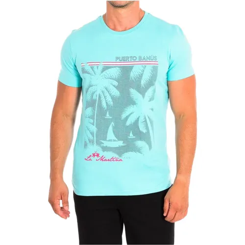 Turquoise Short Sleeve T-Shirt , male, Sizes: M, XL, L, S - LA MARTINA - Modalova