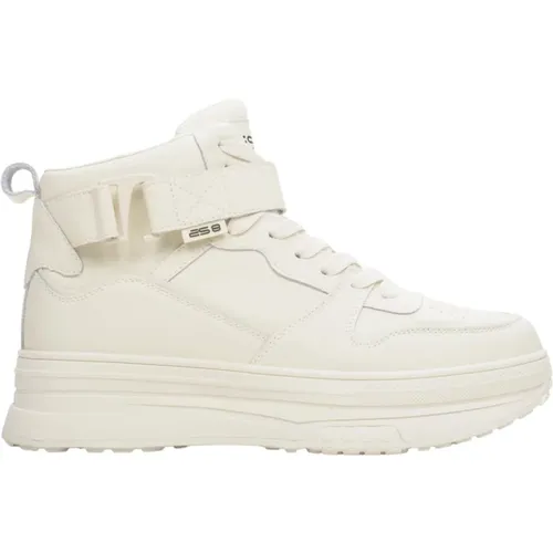 Damen Hellbeige High-Top Sneakers aus echtem Leder ES8 Er00113877 , Damen, Größe: 37 EU - Estro - Modalova