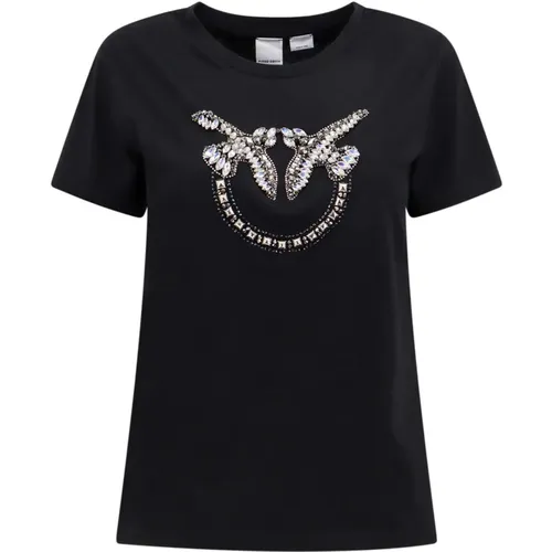 Rhinestone T-Shirt , female, Sizes: S - pinko - Modalova