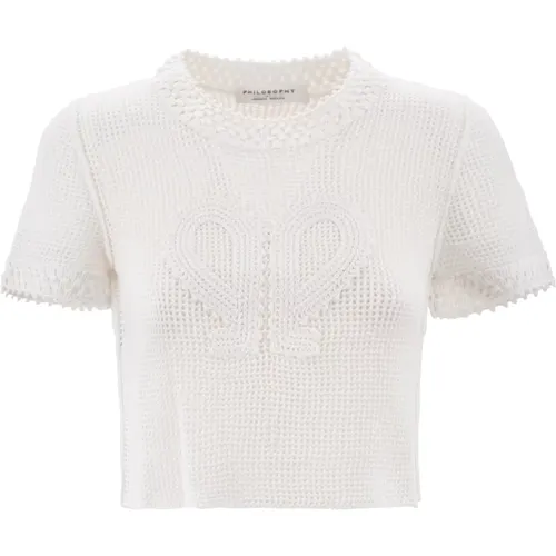Crochet Sweater with 'Double P' Logo , female, Sizes: S, XS, M - Philosophy di Lorenzo Serafini - Modalova