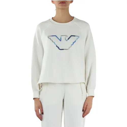 Embroidered Cotton Sweatshirt , female, Sizes: XS, S, M - Emporio Armani - Modalova
