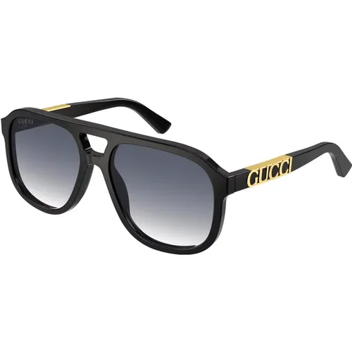 Schwarze/Grau getönte Sonnenbrille , unisex, Größe: 58 MM - Gucci - Modalova