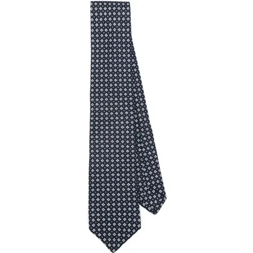 Blue Silk Geometric Print Tie , male, Sizes: ONE SIZE - Borrelli - Modalova