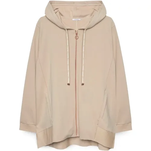 Kapuzen-Sweatshirt mit glänzendem Saum , Damen, Größe: XL - Fiorella Rubino - Modalova