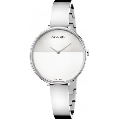 Rise Quartz Watch - Silver and White Dial, Stainless Steel Case and Bracelet , female, Sizes: ONE SIZE - Calvin Klein - Modalova