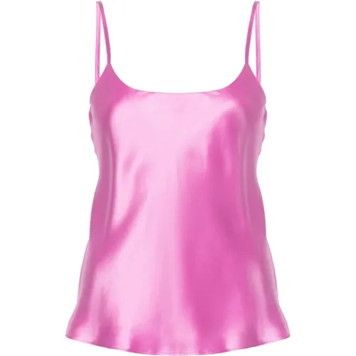 Silk Satin Lilac Top with Spaghetti Straps , female, Sizes: XS, S - Max Mara - Modalova