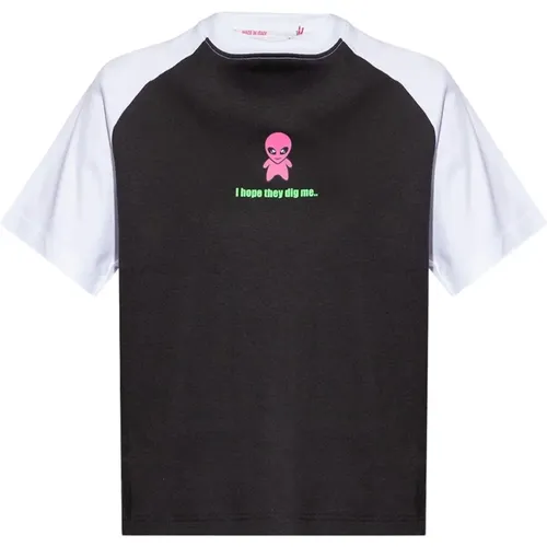 Alien Print T-shirt , Damen, Größe: M - Gcds - Modalova